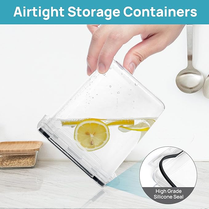 Airtight Food Storage Containers with Lids, Vtopmart 24 pcs Plastic Kitchen and Pantry Organization Canisters for Cereal, Dry Food, Flour and Sugar, BPA Free, Includes 24 Labels竊똁lack