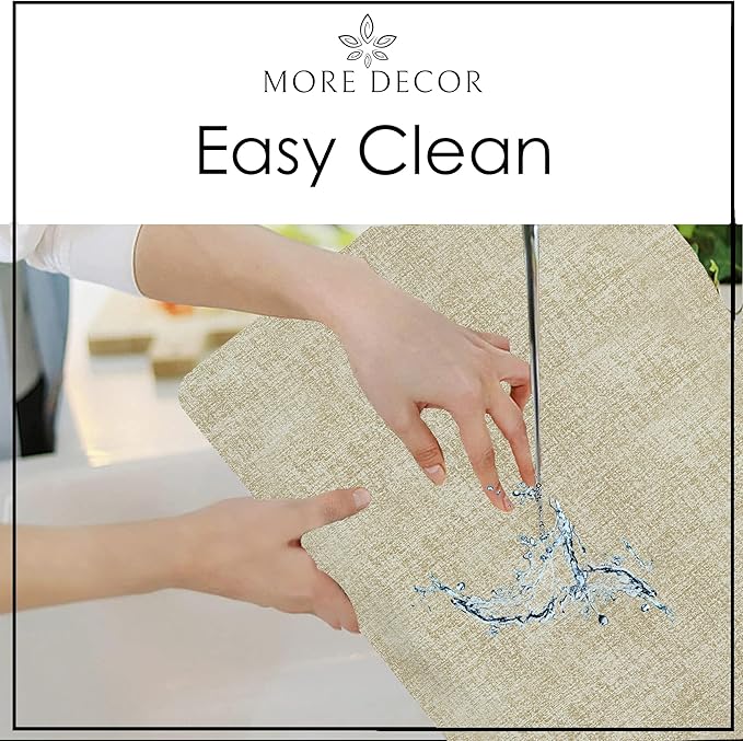 More D챕cor Faux Leather Placemats Set of 4 for Dining Table ??Waterproof, Wipeable, Washable, Stain & Heat Resistant, Non-Slip Table Mats ??12 X 17 Inch, Beige
