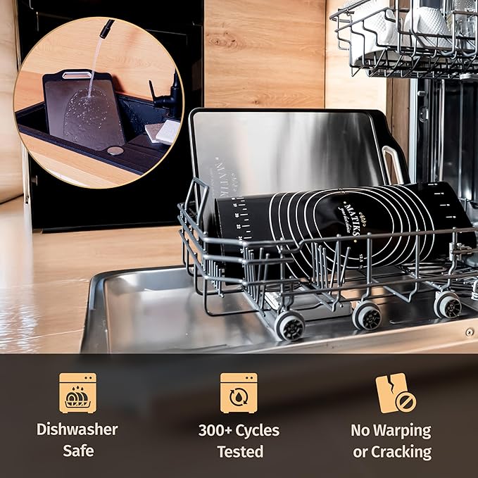 Matiks Stainless Steel Cutting Board Set - 16?씳?1??Large Double Sided Dishwasher Safe Metal Cutting Board for Kitchen ??Ideal for Chopping Meat & Veggies - Christmas Gift & Housewarming Gifts New Home
