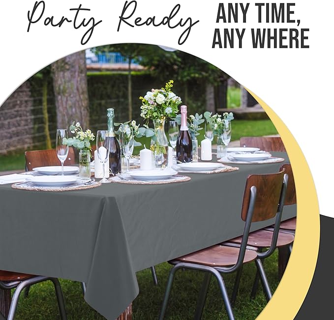 Exquisite 66% Thicker Premium Plastic Table Cloth Rectangle Table Cover 0.5 Mil 24 Pack Silver Table Cloth 54 Inch x 108 Inch Disposable Tablecloth Won't Tear Easily Like Cheap Thin Brands
