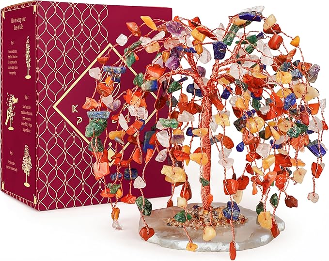 7 Chakra Healing Crystal Tree of Life, Home and Office Desk D챕cor, Feng Shui Money Bonsai Trees for Postive Energy, Wealth, Good Luck, Protection, Reiki Healing Crystals and Stones, Spiritual Gifts