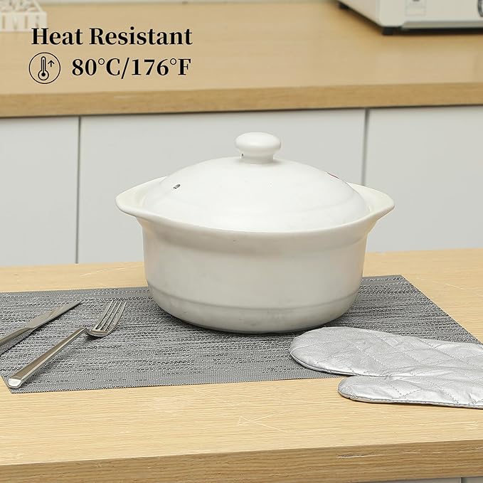 Leetaltree 6PC Grey& 6PC Beige Placemats Set of 12 - Heat Resistant Non-Slip Place mats for Dining Table, Washable Durable PVC Vinyl Woven Table Mats竊?PC Grey&6PC Beige竊? Grey&beige
