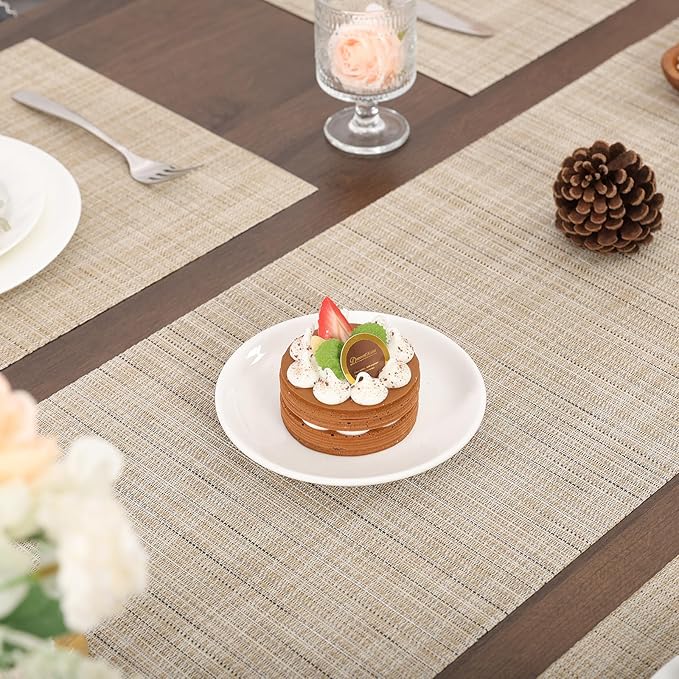Myir JUN Table Runner, Vinyl Table Runner Indoor Arbitrarily Cropped Runner for Table Heatproof for Home Party (Beige, 15 x 94 inch)
