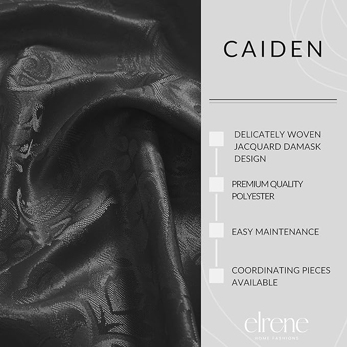 Elrene Home Fashions Caiden Elegance Damask Waterproof, Stain & Wrinkle Resistant Fabric Tablecloth, 60" x 84" Oblong/Rectangle, Black