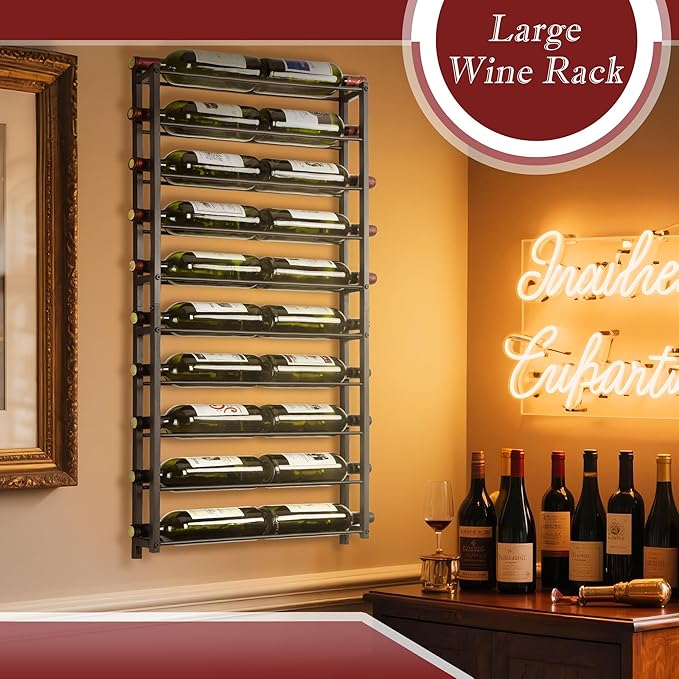 Wine Rack Wall Mounted: 20 Bottles Display Hanging - Large Capacity Wine Storage for Wine Lovers, Bar Operators as Wine Cellar/Bar/Restaurant/Hotel Lobby Display.