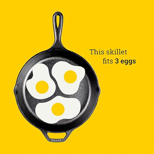 Lodge 10.25 Inch Cast Iron Skillet ??Pre-Seasoned Frying Pan with Teardrop Handle ??Oven, Stovetop, Grill & Campfire Use ??Made in USA ??Durable, Non-Toxic, Even-Heating Cookware ??Black