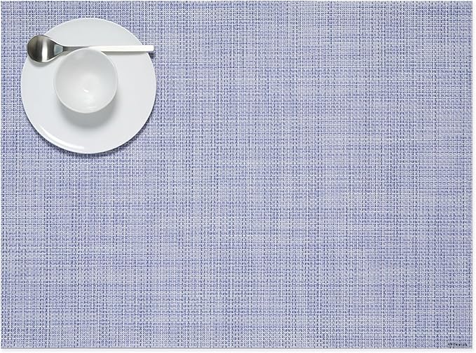 Chilewich Mini Basketweave Placemats in Periwinkle - Set of 4 - Easy Care Woven Tabletop Textiles - Indoor/Outdoor - 19" x 14" Rectangle