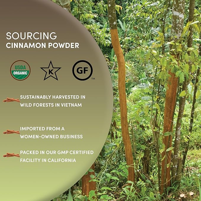 Worldwide Botanicals Organic Vietnamese Cinnamon Powder, 1 Pound - Premium Ground Cinnamon Spice - 100% Pure | Sustainably Harvested in Wild Forests | Kosher