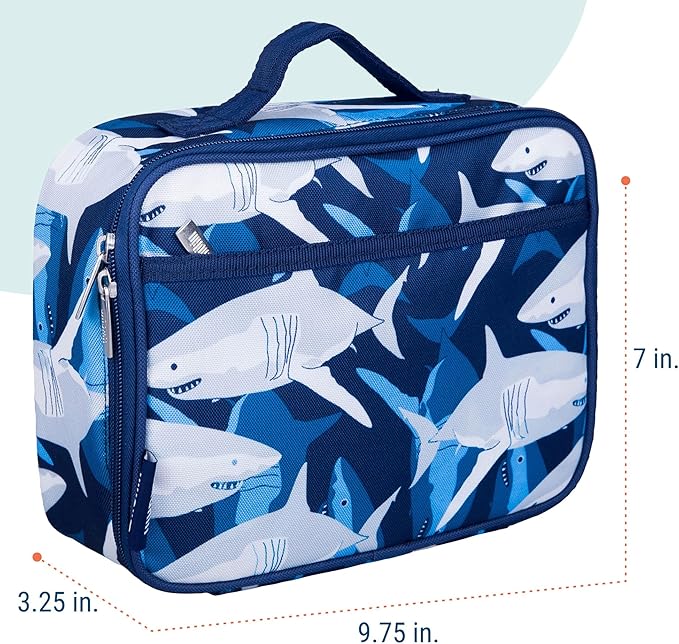 Wildkin Kids Insulated Lunch Box ??Durable and Reusable for School & Travel - Sharks