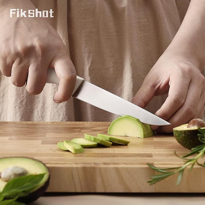 Knife Set, FIKSHOT 6-Piece Kitchen Knife Block Set with & Built-In Sharpener, Dishwasher Safe High Carbon Stainless Steel Blades, Rust-Resistant ??Ideal Housewarming Gift