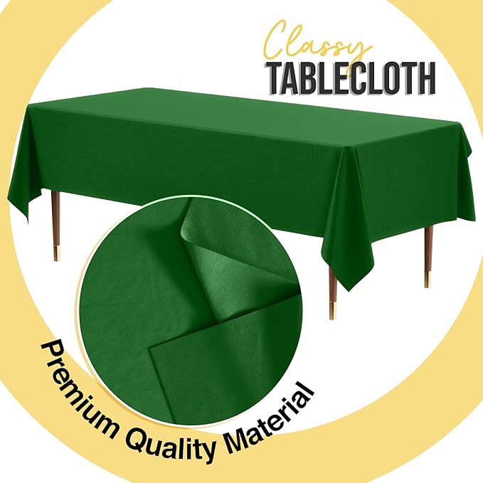Exquisite 66% Thicker Premium Plastic Table Cloth Rectangle Table Cover 0.5 Mil 24 Pack Emerald Green Table Cloth 54 Inch x 108 Inch Disposable Tablecloth Won't Tear Easily Like Cheap Thin Brands