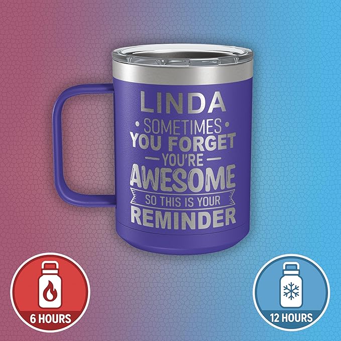Personalized Inspirational Travel Coffee Mug, Inspirational Gifts for Men Dad Wife Sister Women, Custom Birthday For Him Her, Customized You?셱e Awesome Tumbler, Teacher Coworker Gifts 15oz Purple