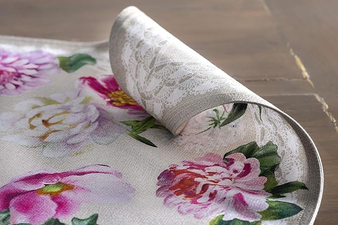 Maison d' Hermine Placemats Set of 4 100% Cotton Washable Cloth Place Mats, Reusable Table Mats for Kitchen Dining Decoration, Party, Restaurant Spring/Summer (Sweet Rose Lavender - Lush, 13" x 19")
