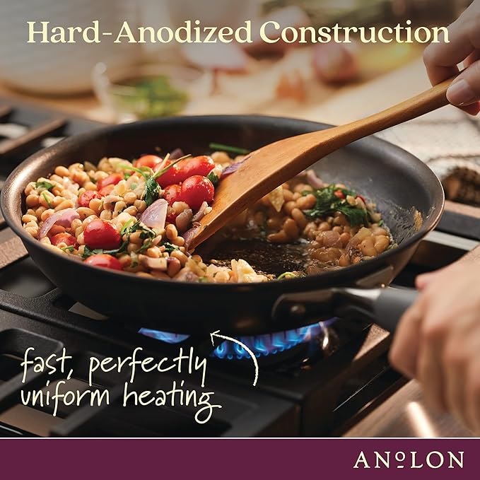 Anolon Advanced Home Hard Anodized Nonstick Frying Pan, 14.5 Inch ??Large Skillet with Helper Handle, 14 Inch Nonstick Frying Pan, Durable Cookware - Moonstone