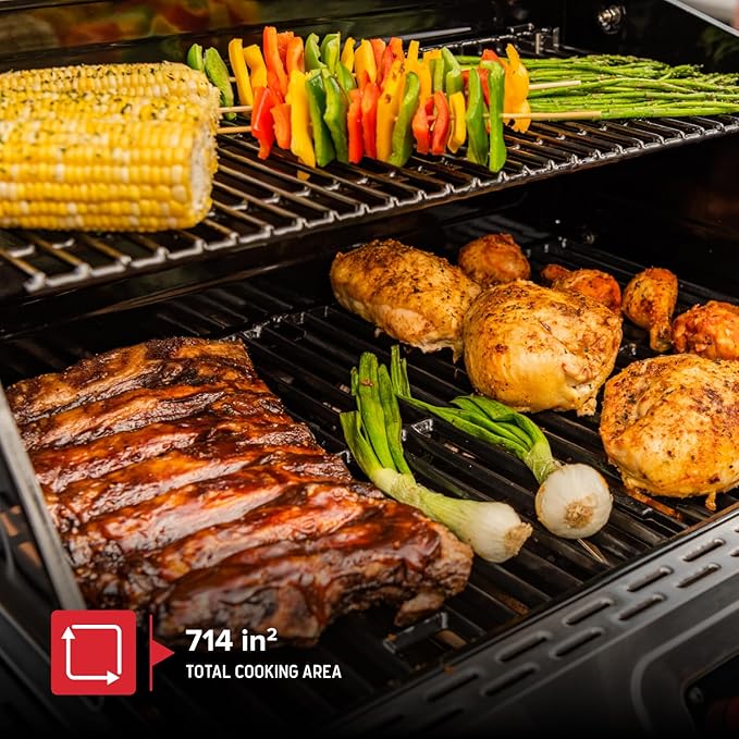 Neevo Smart Propane Grill 44,000 BTU, 2-Burner Outdoor BBQ, Electronic Control, 714 Sq In Cooking Space, Cast Iron Grates, App Connected ??720-1054