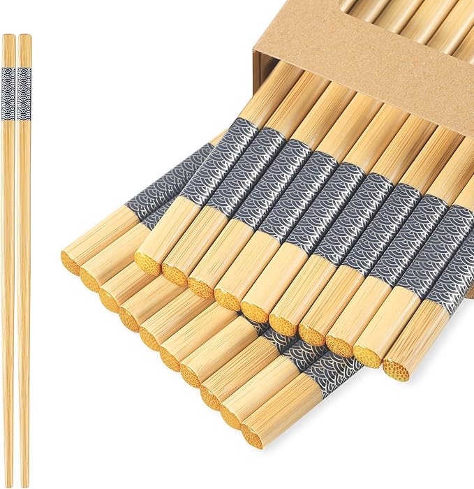 Bamboo Chopsticks Reusable 20Pairs | Eating | Non slip | Chinese -（9.45in）