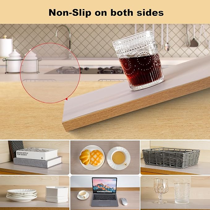 Shelf Liner, 16 Inches x 20 FEET Non-Slip Kitchen Cabinet Liner, Washable Oil-Proof Non-Adhesive Contact Paper for Kitchen Drawer, Cabinet, Shelves, Refrigerator, Storage, Desks, coutertops