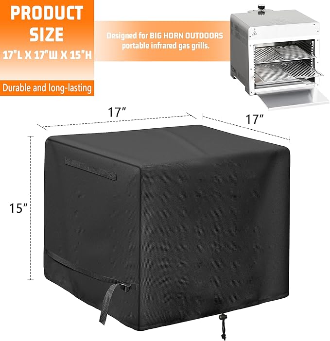 Infrared Grill Cover Black for Big H0RN Outdoors Portable Infrared Gas Grill, Heavy Duty Waterproof Protective Cover for Steak Cooker, Barbecue Propane Oven, Salamander Broiler