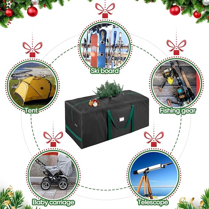 BALEINE 7.5 ft Christmas Tree Storage Bag, Heavy Duty 900D Oxford Fabric with Reinforced Handles and Dual Zippers Wide Opening, Extra Large Storage Container for Trees and Decorations (Black)