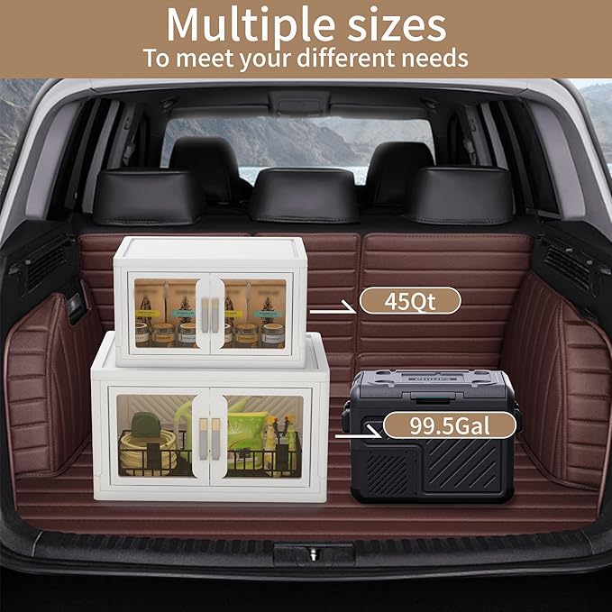 Large Clear Stackable Storage Bins with Lids, 90QT-45QT*2Tier Foldable Cabinet for Closet Organizers, Plastic Storage Box with Wheels White