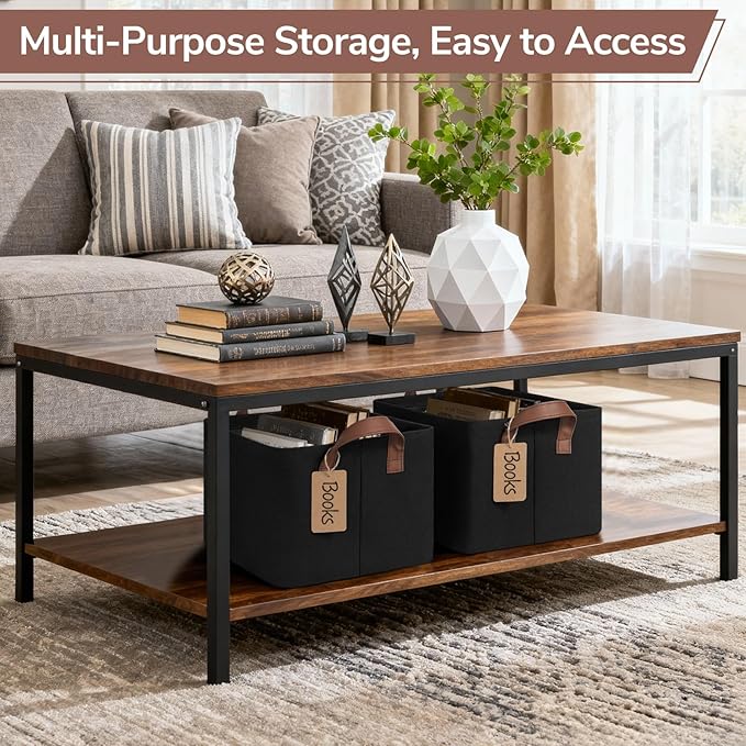 CHICVITA 4 Pack Storage Baskets for Shelves, Collapsible Fabric Closet Storage Bins with Metal Frame, Towel Organizer for Bathroom Living Room, 14.8" x 10.3" x 8.3", Black