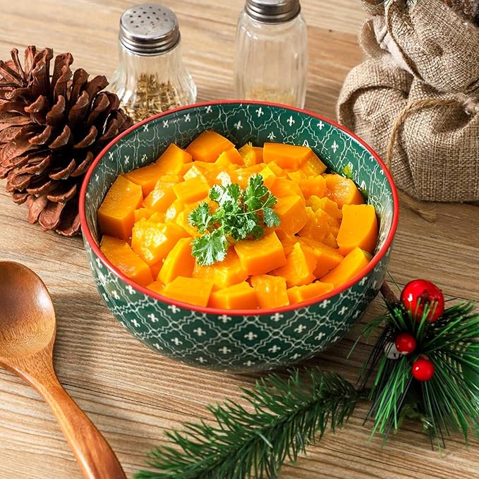 glowworm Christmas Cereal Bowls, 26 Oz Soup Bowls Set of 6 for Kitchen, Bowls Set for Rice, Oatmeal, Dessert, Dishwasher & Microwave safe