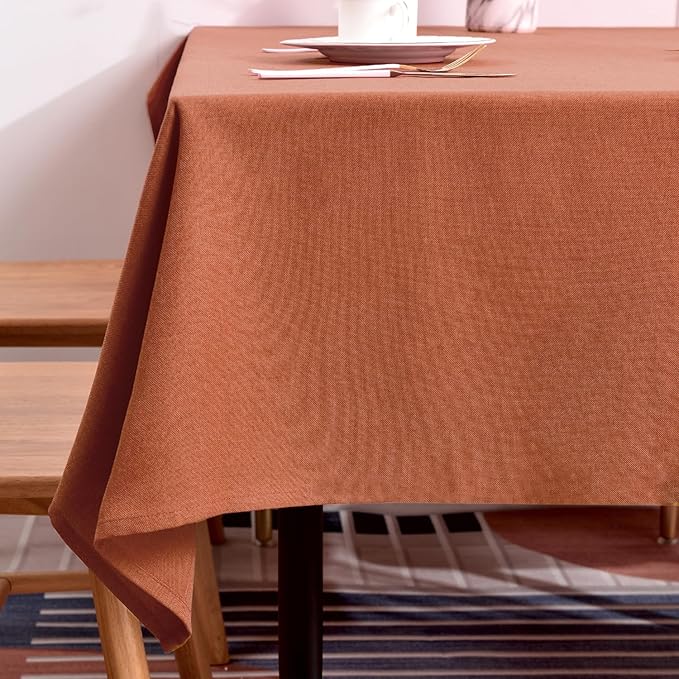 BALCONY & FALCON Table Cloth ??Waterproof, Wrinkle Resistant & Washable Rectangle Tablecloth and Table Cover for Dining Room, Kitchen, Outdoor, Party & Birthday Use (Cinnamon, 57" x 85")