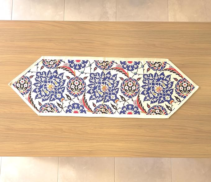 Jacquard Woven Floral Table Runner 18x55 inches ??Rustic Gobelin Tapestry Dining Table Decor, Durable Cotton & Polyester Blend Fabric, Vintage Farmhouse Style, Machine Washable Easy Care (Pattern 3)