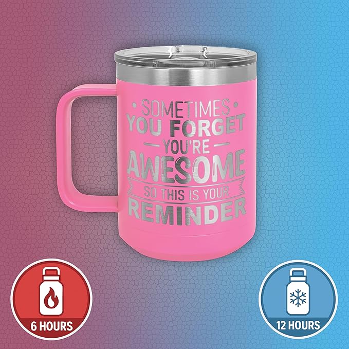 Spotted Dog Company Inspirational Travel Coffee Mug, Inspirational Gifts for Men Dad Father Wife Sister Women, Birthday For Him Her, You?셱e Awesome Tumbler, Teacher Coworker Gifts 15oz Pink