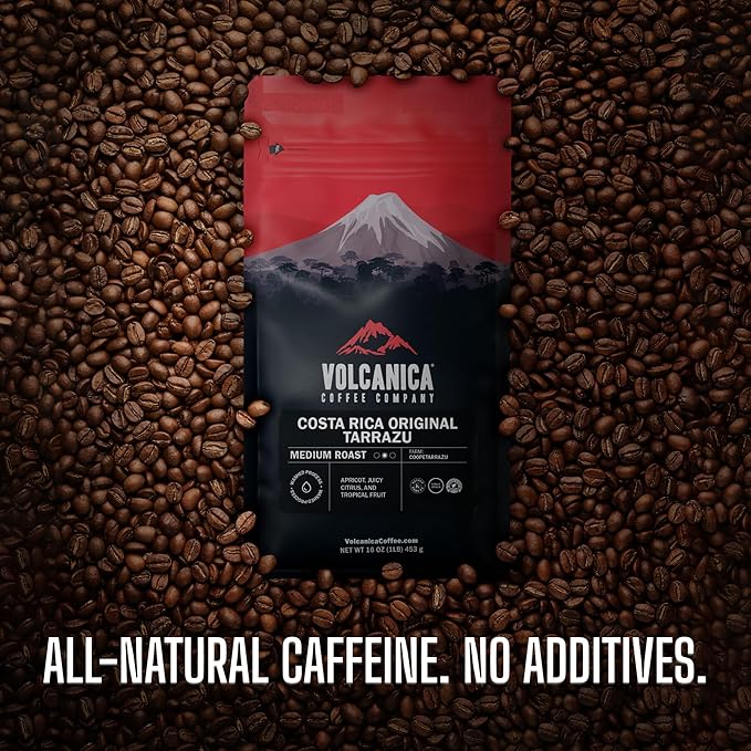 Volcanica Espresso Beans Decaf Coffee, Dark Roast Whole Bean Coffee, Bold Sweet Flavor, Swiss Water Process, Fresh Roasted, Kosher, Vegan, Gluten-Free, 16 oz