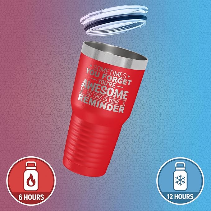 Spotted Dog Company Inspirational Tumbler, Inspirational Gifts for Men Dad Father Wife Sister Women, Birthday For Him Her, You?셱e Awesome Tumbler, Teacher Coworker Gifts 30oz Red