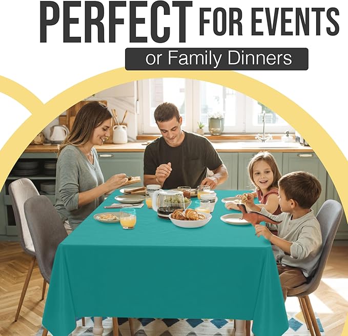Exquisite 66% Thicker Premium Plastic Table Cloth Rectangle Table Cover 0.5 Mil 24 Pack Teal Table Cloth 54 Inch x 108 Inch Disposable Tablecloth Won't Tear Easily Like Cheap Thin Brands