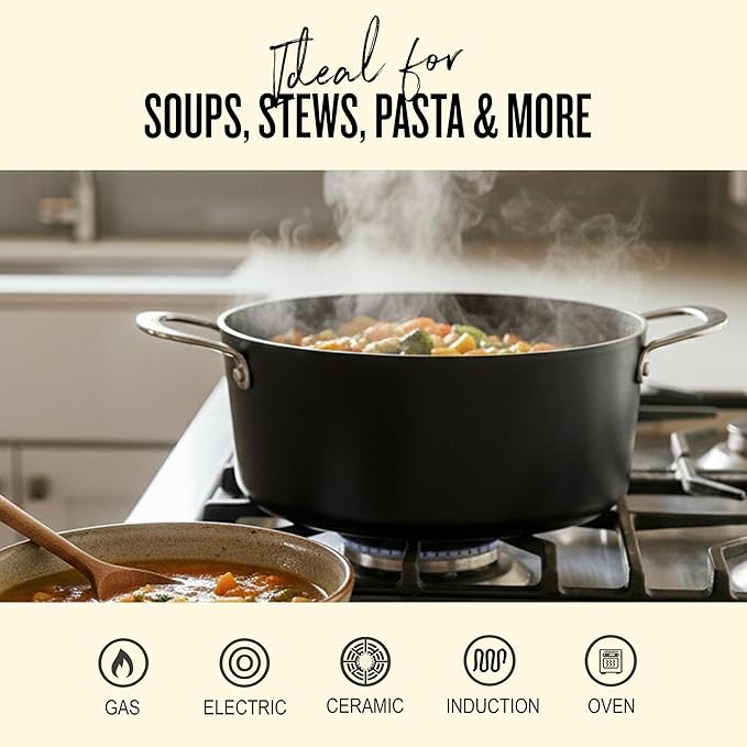 Alva Maestro Ceramic Nonstick Cookware Set ??4.5-Qt Stock Pot & 2-Qt Saucepan with Lids | PFAS-Free, Non-Toxic, Oven Safe to 400째F | Even Heat, Dishwasher Safe | Belgian Design
