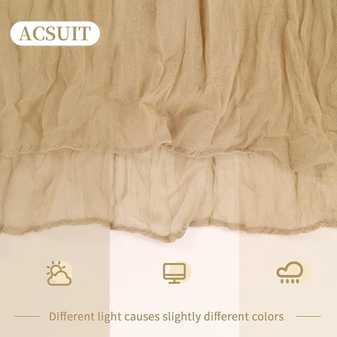 4 Pack Beige Cheesecloth Table Runner 20 x 120 inch Gauze Table Runners 10 FT Long,Semi Sheer Boho Cheese Cloth Fabric Table Runner Bulk for Party,Wedding,Baby Shower,Bridal Shower Decoration