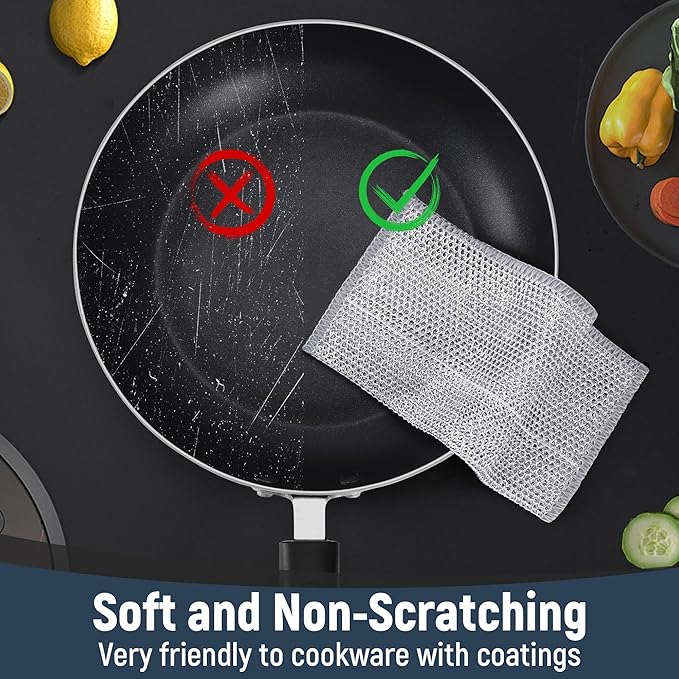 3 Layers Non Scratch Wire Dish Cleaning Supplies 45PCS - Wire Dishwashing Rag Home Essentials-Reusable Steel Wool Scrubber Washcloths,Kitchen Towels and Dishcloths Set for Pans Sinks & Cookware