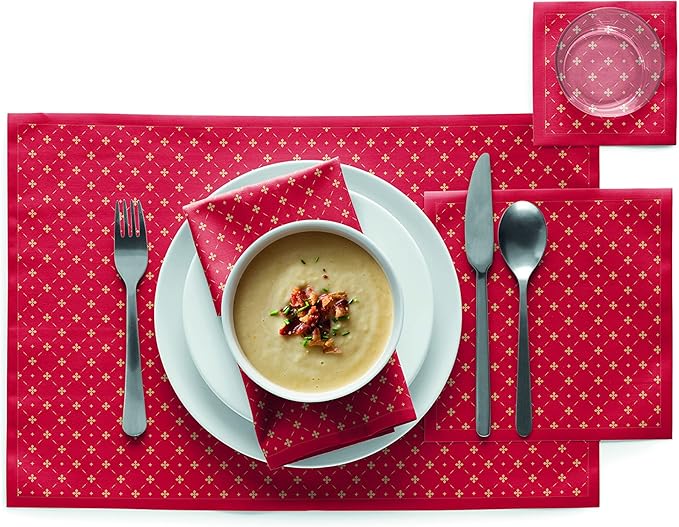 MY DRAP Placemats 48 x 32 cm / 19" x 12.5" - (6 Per Roll, Cotton Red Lux Xmas)