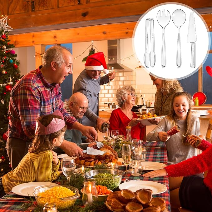 40 Set Disposable Plastic Serving Utensils Include10 Pcs 6.3 Serving Tongs 10 Spoons 10 Forks 10 Knives for Christmas Buffets Food Weddings Family Gathering Birthday Party(Clear)