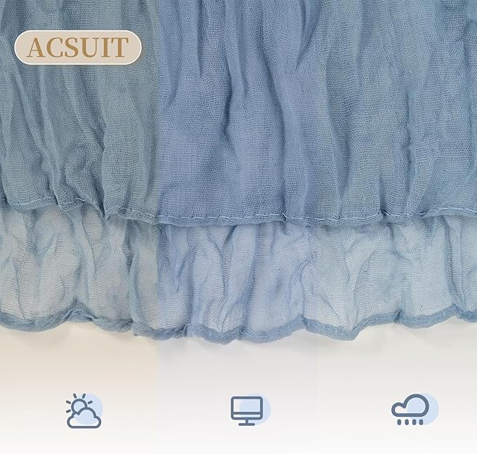 4 Pack Dusty Blue Cheesecloth Table Runner 20 x 120 inch Gauze Table Runners 10 FT Long,Semi Sheer Boho Cheese Cloth Fabric Table Runner Bulk for Wedding,Party,Baby Shower,Bridal Shower Decoration