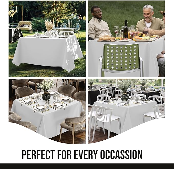 Party Solids 12-Pack White Square Plastic Disposable Tablecloth ??Size: 85 횞 85 Inches ??Square Table Cover for Parties, Picnics & Formal Events