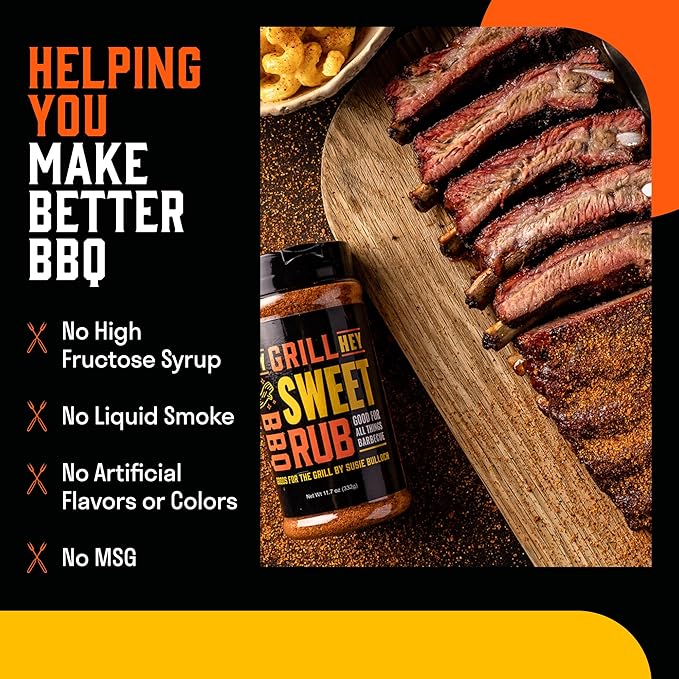 Hey Grill Hey | Sweet Rub | BBQ Rub | Sweet Seasoning for Grilling Pork, Chicken, Fish, Beef, Veggies, and More | NBBQA Award Winning Barbecue Seasoning | 11.7oz