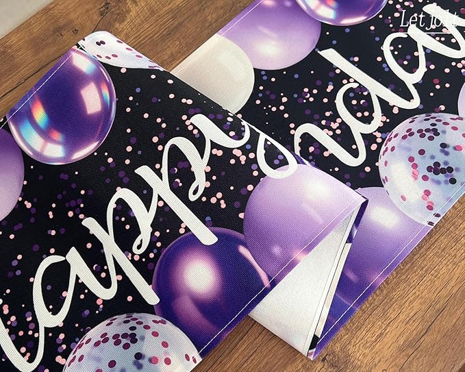 Letjolt Purple Balloon Happy Birthday Table Runner 72 Inches Celebrate Birthday Party Table Decor