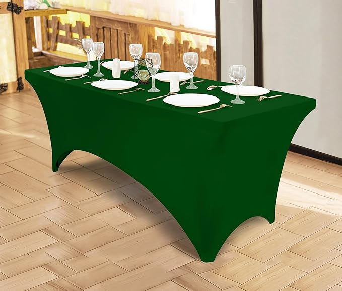 Utopia Kitchen 6FT Spandex Tablecloth [1 Pack, Emerald Green] 200 GSM Stretch, Fitted, Washable and Wrinkle Resistant Table Cloth Rectangle Cover for Trade Shows, Wedding, Parties [72Lx30Wx30H Inch]