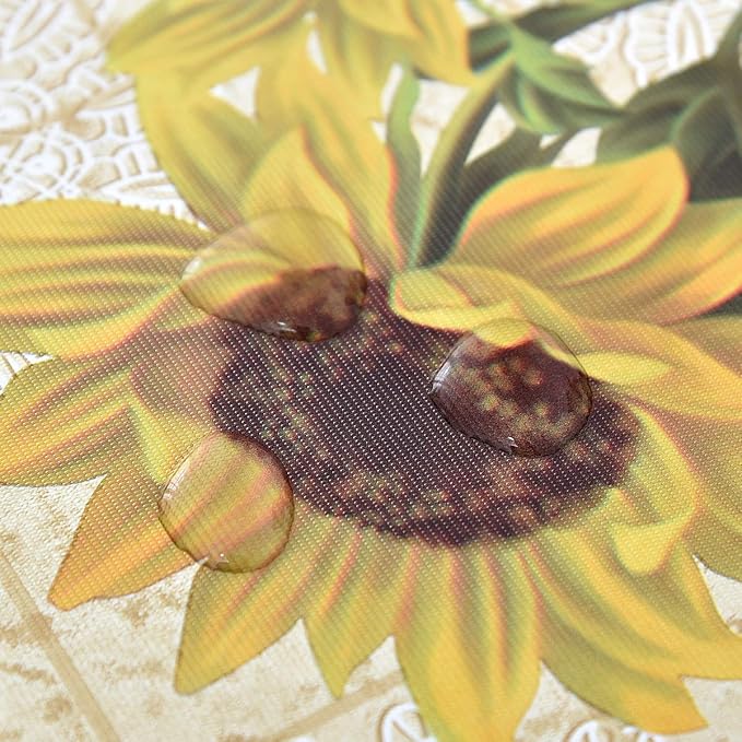 LOHASCASA Vinyl Plastic PVC Tablecloth Waterproof Vintage Oilcloth Oblong Floral Wipeable PVC Farmhouse Spillproof Fall Long Tablecloths Cover Cloth Outdoor Tables Camp 54 x 108 Grey White Flowers