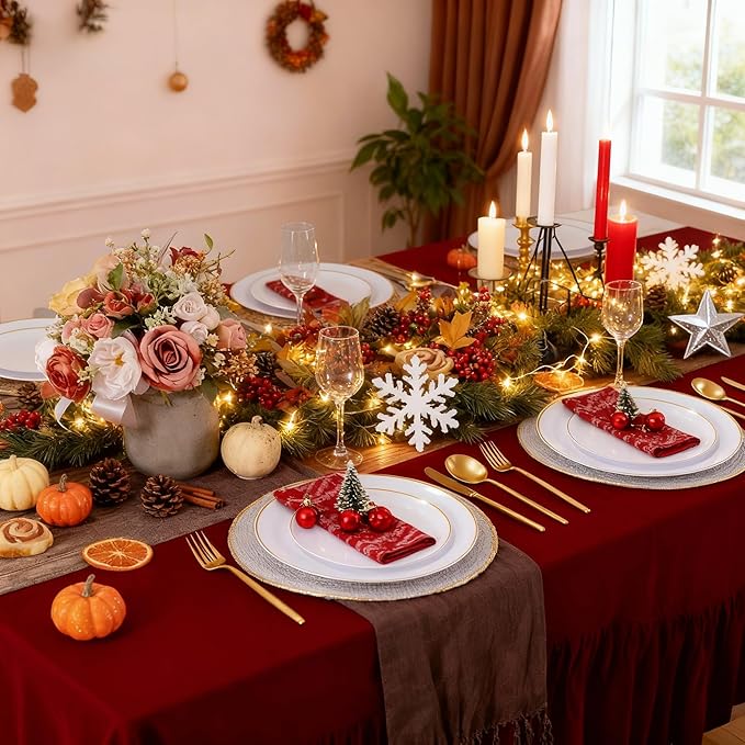 I00000 150PCS White and Gold Plastic Plates with Disposable Silverware for 30 Guests,Nice Disposable Plates,White Plastic Plates Set Include 30 Dinner Plate,30 Dessert Plate,90 Gold Cutlery for Party