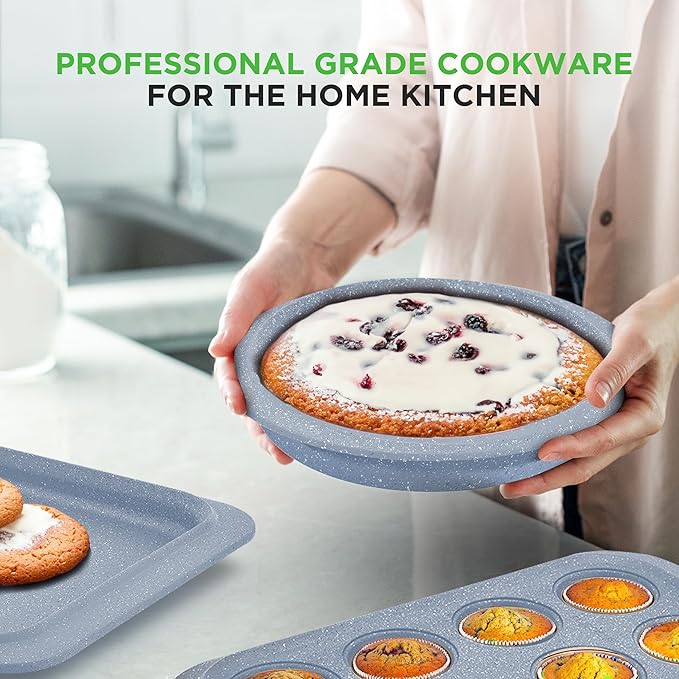 NutriChef 22?멠iece Non?멣tick Ceramic Pots and Pans Set ??For All Cooktops Including Induction ??PTFE & PFAS Free, Includes Bakeware & Utensils