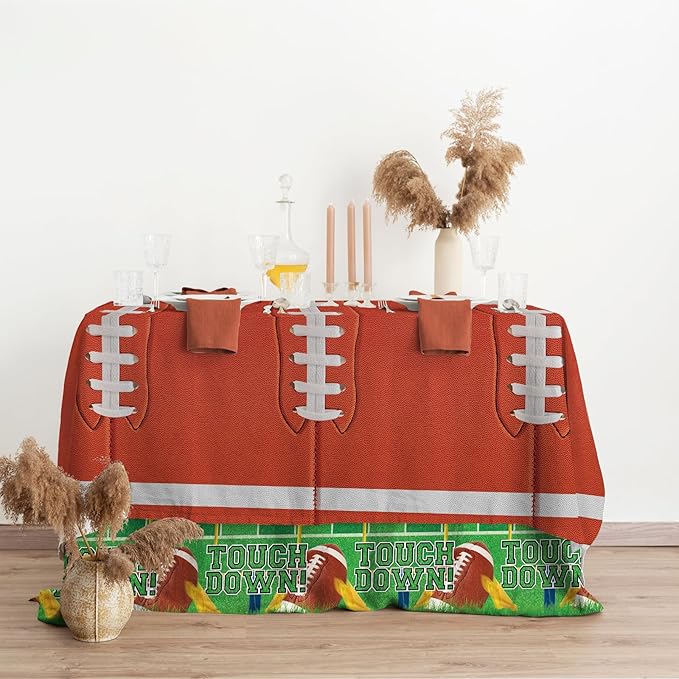 Gatherfun 2-Pack Football Decorations ??Touchdown Tablecloth Set, 54x108 Disposable Plastic Covers for Game Party, Birthday Party & Football-Themed Favors