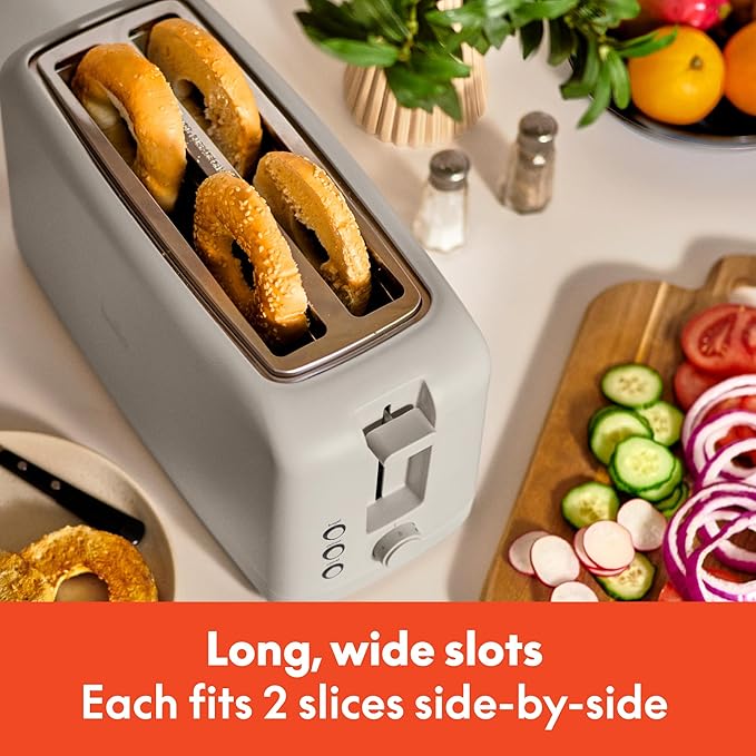 bella 4 Slice Slim Toaster, Fits-anywhere??Kitchenware, 6 Setting Shade Control with Reheat & Cancel Buttons, Fits Sourdough, 10??Long Slot, Anti Jam & Auto Shutoff, 900 Watt, Oatmilk