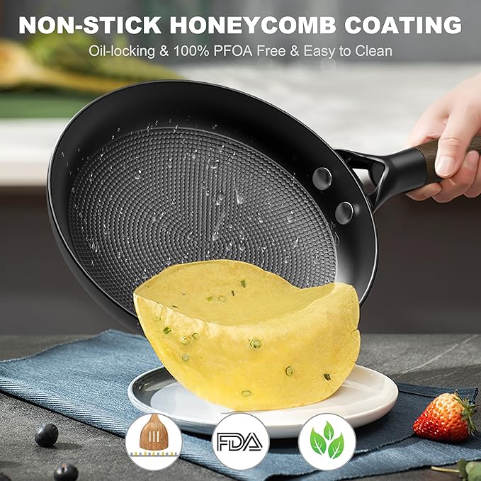 10" Cast Iron Skillets, Nonstick Frying Pans with Detachable Handle, Oven & Dishwasher Safe, Works with All Gas, Electric and Induction Stoves
