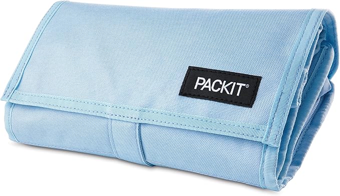 PackIt짰 Freezable Lunch Bag, Sky Blue, Built with ECOFREEZE짰 Technology, Foldable, Reusable, Zip and Velcro Closure with Buckle Handle, Designed for Work Lunches and Fresh Lunch On the Go
