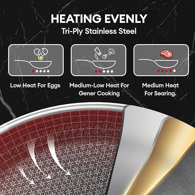 COOKER KING Stainless Steel Cookware Set, 8 Pcs Pots and Pans Set, Hybrid Ceramic Cookware,Non-Stick Frying Pans, Saucepan, Saute Pan & Stock Pot, Non-Toxic, Oven Safe, Induction Compatible